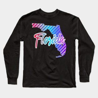 Florida Map Retrowave Style Long Sleeve T-Shirt